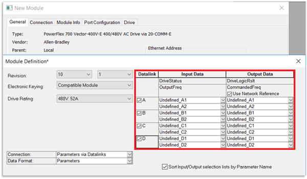 Cantidad de datalinks disponible en un PowerFlex 700